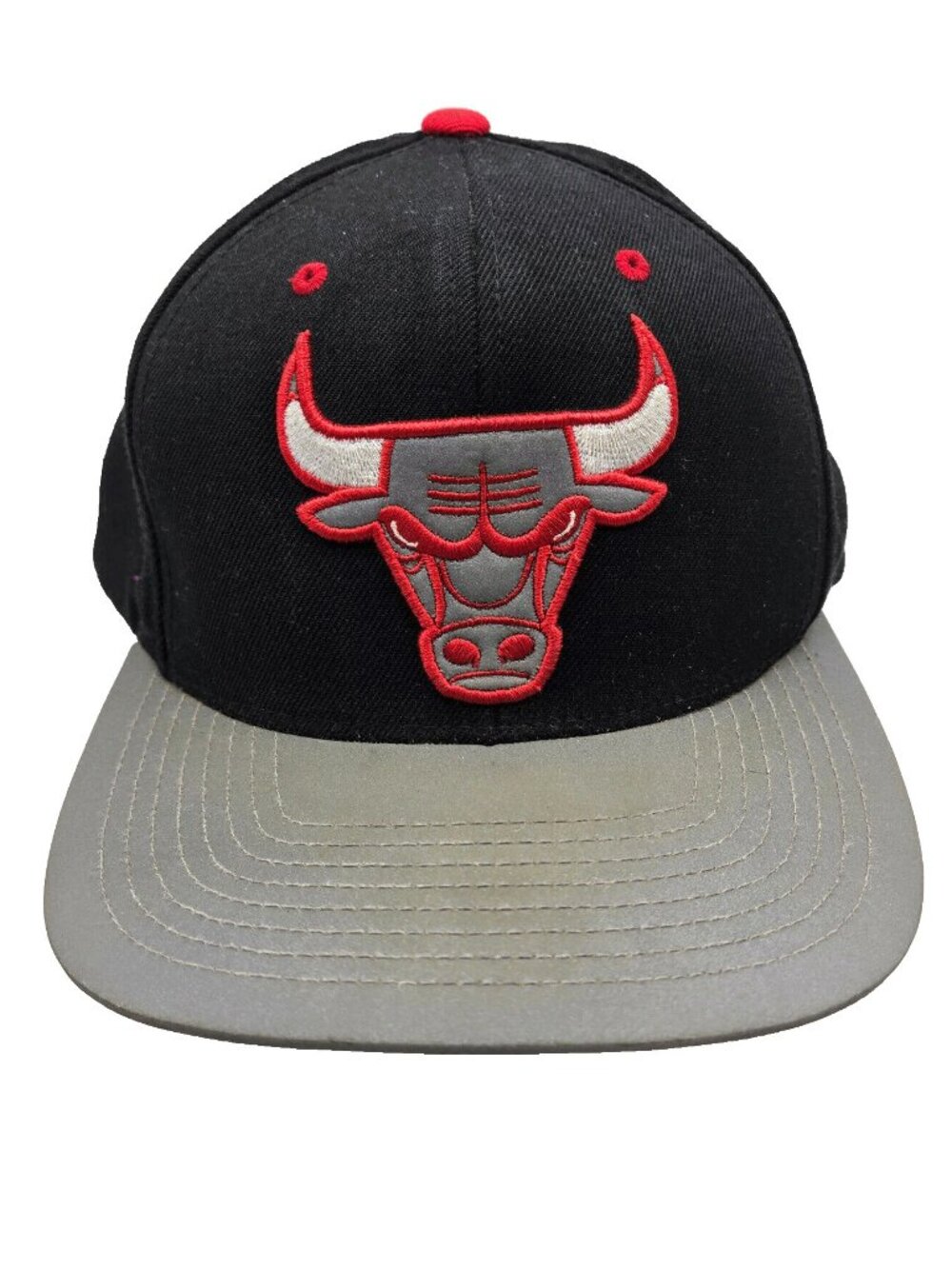 Chicago Bulls Hat Mitchell & Ness Black And Gray NBA Snapback Basketball Read